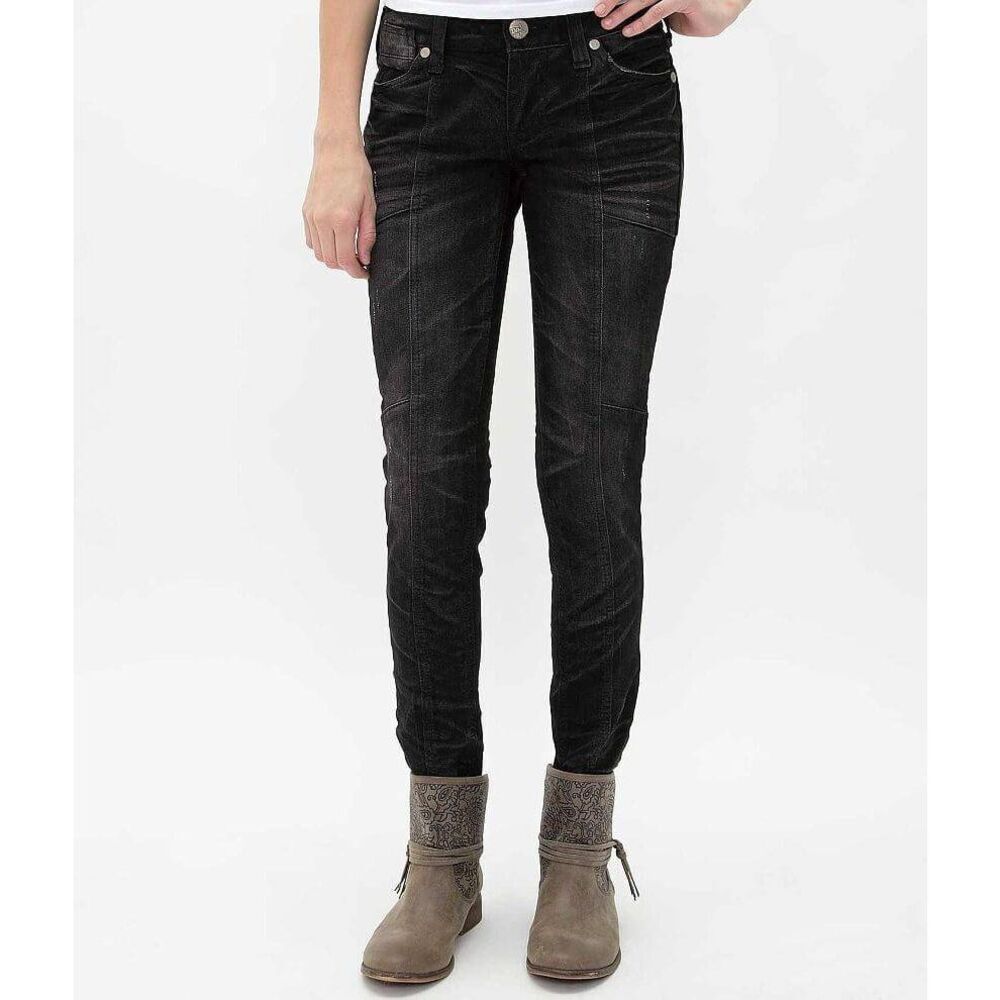 Affliction Raquel Black Skinny Jeans 24 Commerce Wash Moto Designer Punk Goth Em